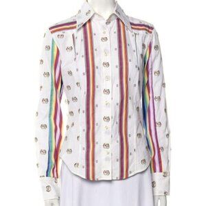 ETRO Printed Long Sleeve Button-Up Top